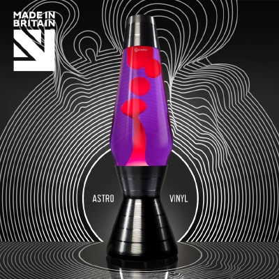 Mathmos Astro Vinyl Zwart - Violet met Rode lava