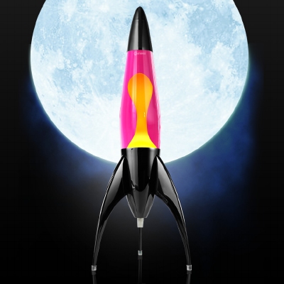 Telstar raket lavalamp Zwart - Roze met Gele lava