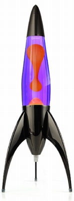 Telstar raket lavalamp Zwart - Violet met Oranje lava