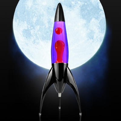 Telstar raket lavalamp Zwart - Violet met Rode lava