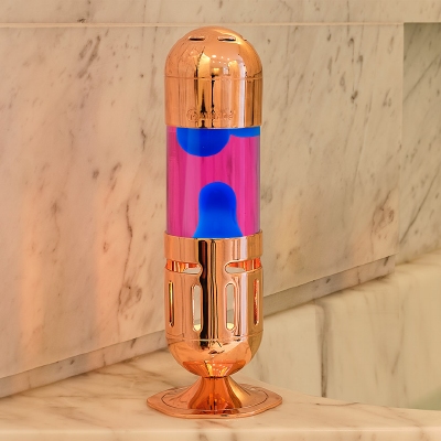 Mathmos Pod Koper - Roze met Blauwe lava