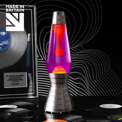 Mathmos Astro Vinyl Platinum - Violet met Oranje lava