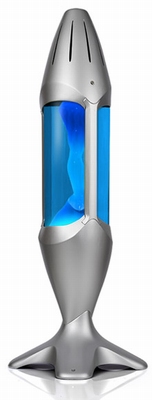Mathmos iO 78cm hoge lavalamp Zilver -  Blauw met Turquoise