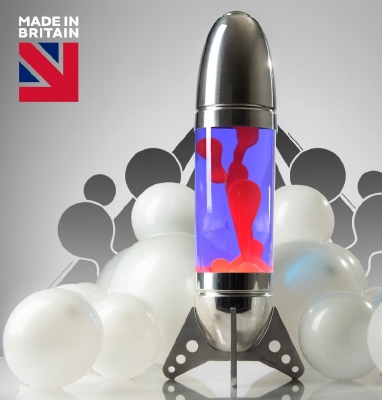 Mathmos Rokit Raket lavalamp - Violet met Rode lava
