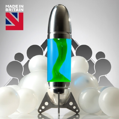 Mathmos Rokit Raket lavalamp - Blauw met Groene lava