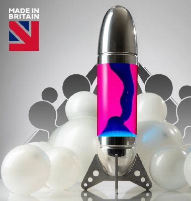 Mathmos Rokit Raket lavalamp - Roze met Blauwe lava