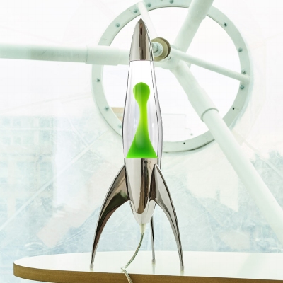 Telstar raket lavalamp Zilver - Helder met Groene lava
