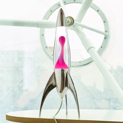 Telstar raket lavalamp Zilver - Helder met Roze lava
