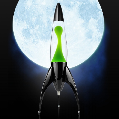 Telstar raket lavalamp Zwart - Helder met Groene lava