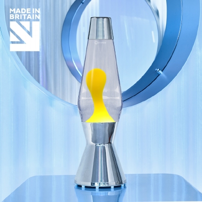 Mathmos Astro Zilver - Helder met Geel lava