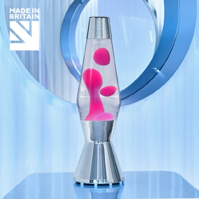 Mathmos Astro Zilver - Helder met Roze lava