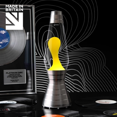 Mathmos Astro Vinyl Platinum - Helder met gele lava