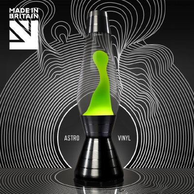 Mathmos Astro Vinyl Zwart - Helder met Groene lava