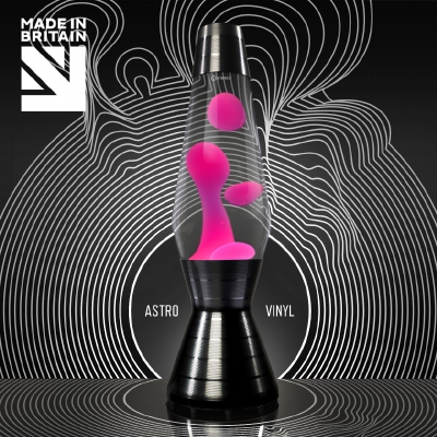 Mathmos Astro Vinyl Zwart - Helder met Roze lava