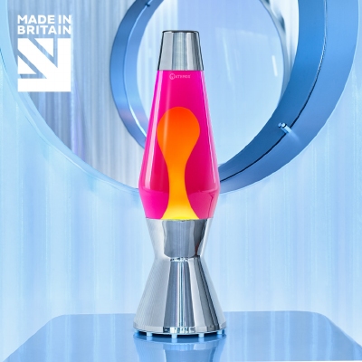 Mathmos Astro Zilver - Roze met Gele lava