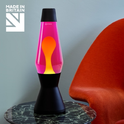 Mathmos Astro Zwart - Roze met Gele lava