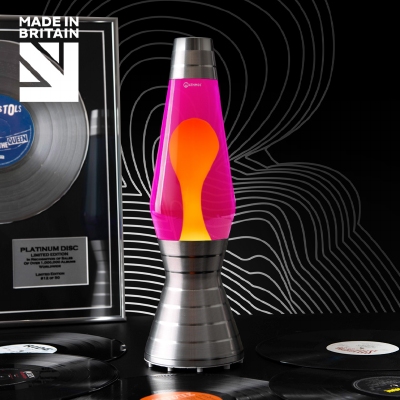 Mathmos Astro Vinyl Platinum - Roze met Gele lava