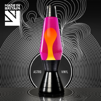Mathmos Astro Vinyl Zwart - Roze met Gele lava