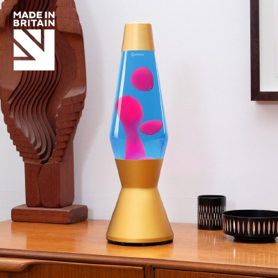 Mathmos Astro Goud - Blauw met Roze lava