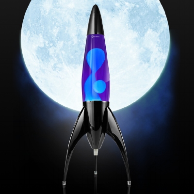 Telstar raket lavalamp Zwart - Violet met turquoise lava