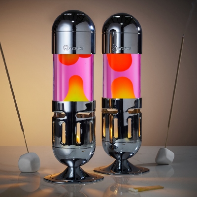 Mathmos Pod Zilver - Roze met Gele lava