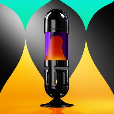 Mathmos Pod Zwart - Violet met Oranje lava