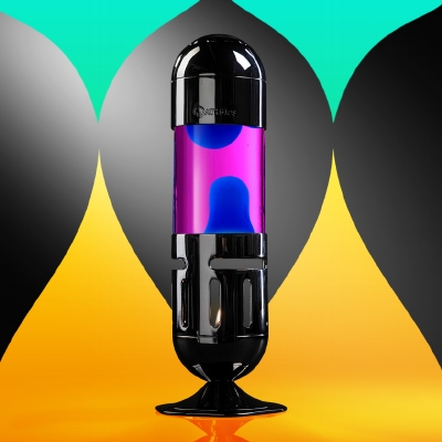Mathmos Pod Zwart - Roze met Blauwe lava