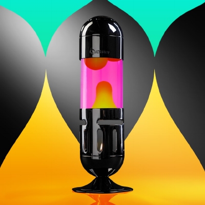 Mathmos Pod Zwart - Roze met Gele lava