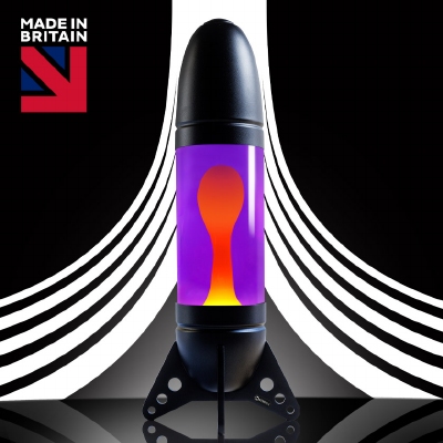 Mathmos Rokit Raket lavalamp Zwart - Violet met Oranje lava