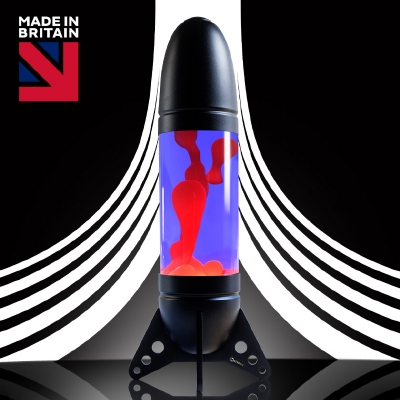 Mathmos Rokit Raket lavalamp Zwart - Violet met Rode lava