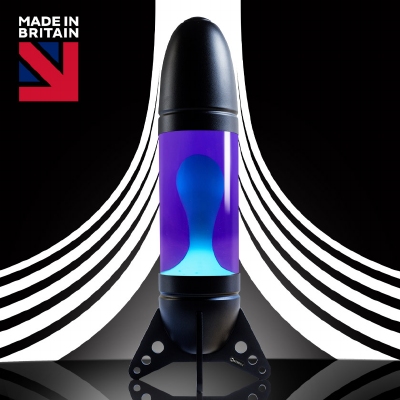 Mathmos Rokit Raket lavalamp Zwart  - Violet met Turquoise lava