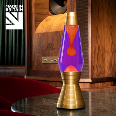 Mathmos Astro Vinyl Lavalamp Goud - Violet met Oranje lava