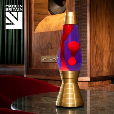 Mathmos Astro Vinyl Lavalamp Goud - Violet met Rode lava