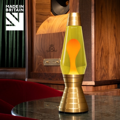 Mathmos Astro Vinyl Lavalamp Goud - Geel met Oranje lava