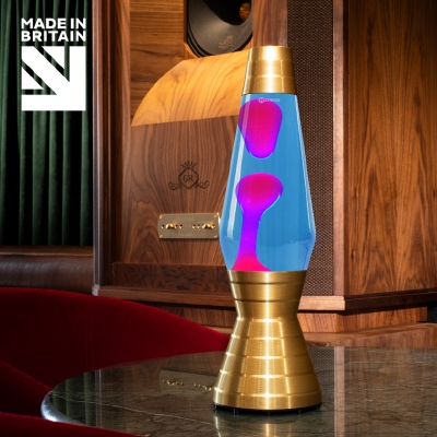 Mathmos Astro Vinyl Lavalamp Goud - Blauw met Roze lava