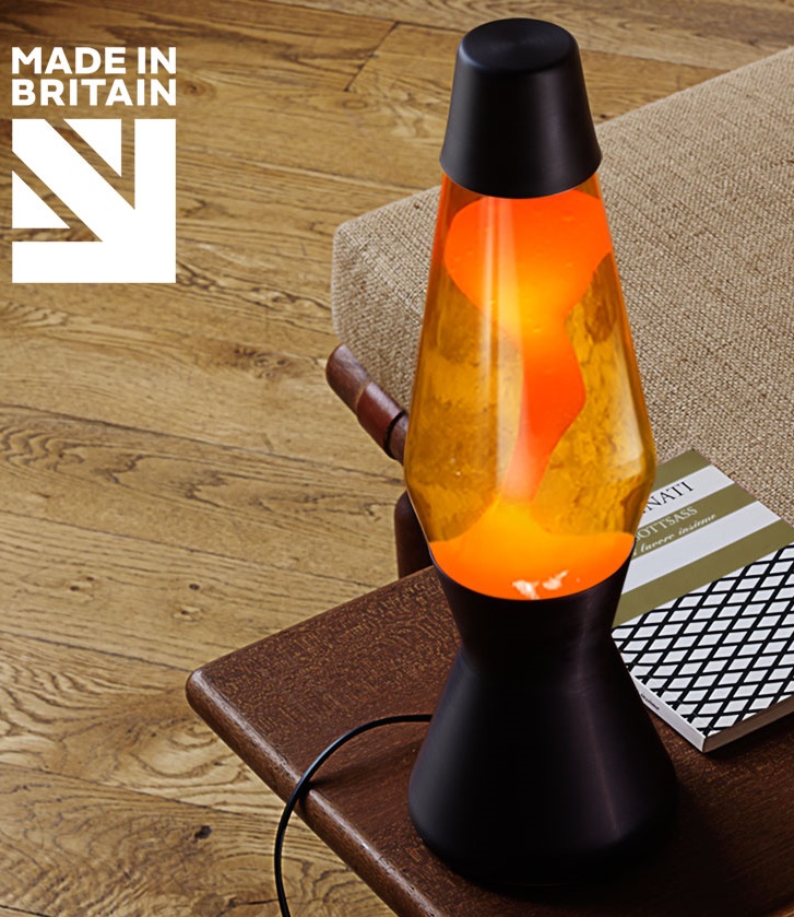 Mathmos Astro Zwart Lavalamp Geel/Oranje