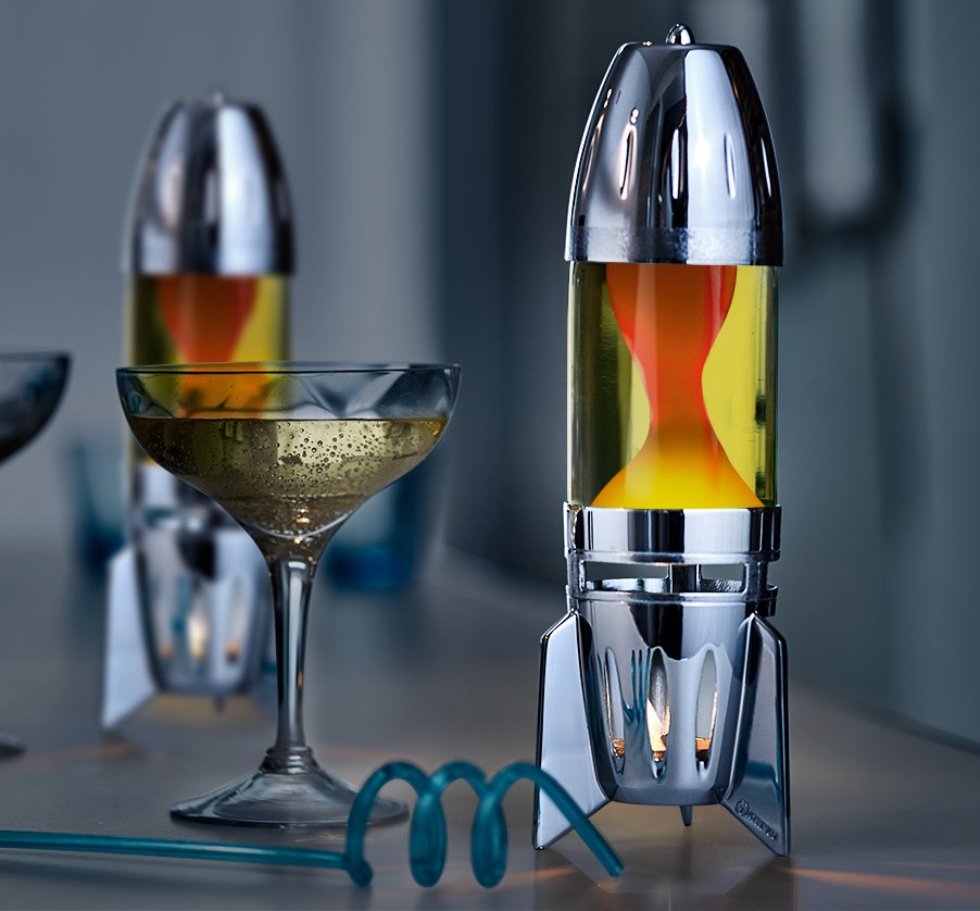 Mathmos Fireflow Zilver Lavalamp Geel/Oranje