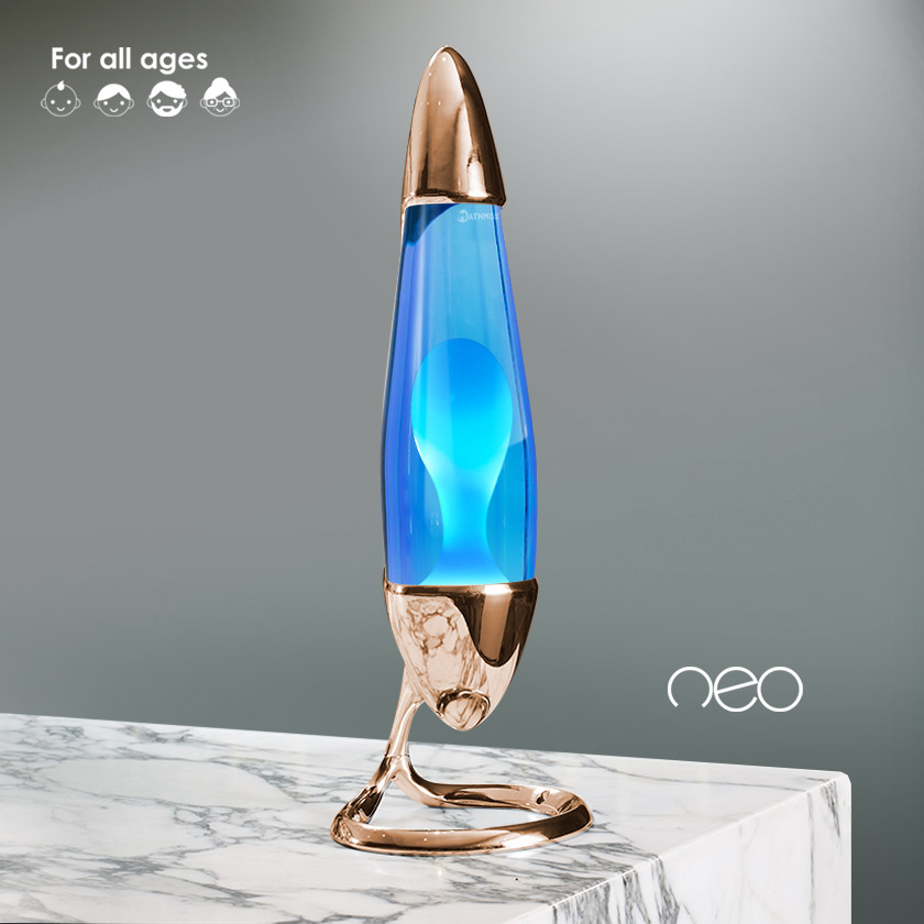 Mathmos Neo Koper Lavalamp BlauwTurquoise