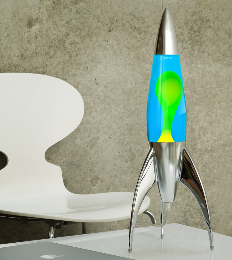 Mathmos Telstar raket lavalamp Blauw/Geel