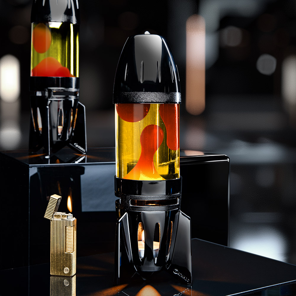 Mathmos Fireflow Zwart Lavalamp Geel/Oranje