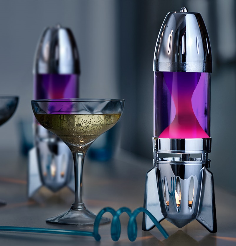 Mathmos fireflow waxinelicht lavalamp Zilver - Violet/Roze