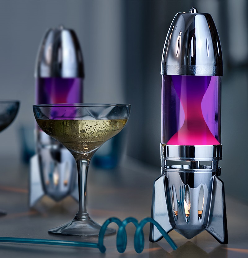 Mathmos Fireflow Zilver Lavalamp Violet/Roze
