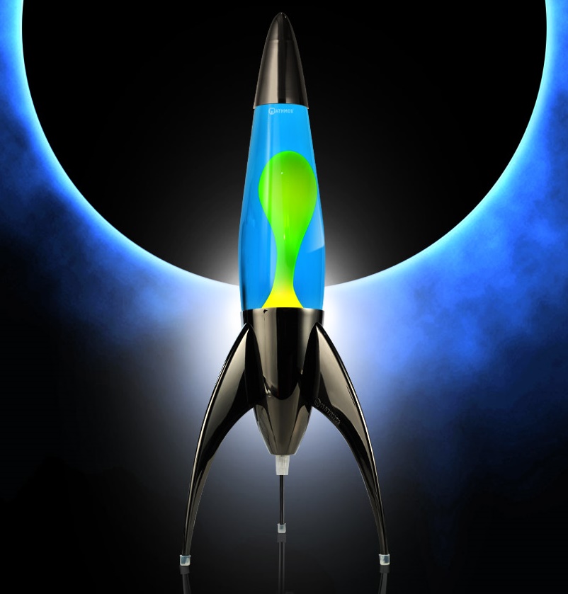 Mathmos Telstar raket lavalamp Zwart Blauw/Geel