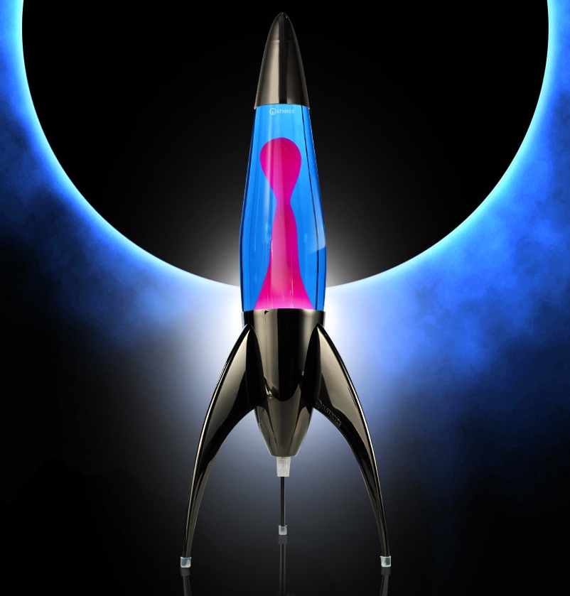 Mathmos Telstar raket lavalamp Zwart Blauw/Roze