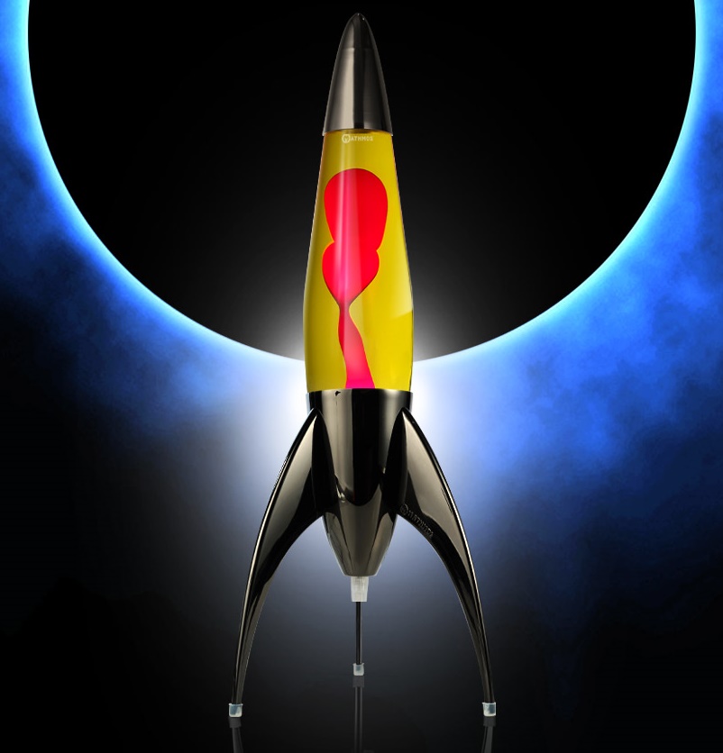 Mathmos Telstar raket lavalamp Zwart Geel/Rood