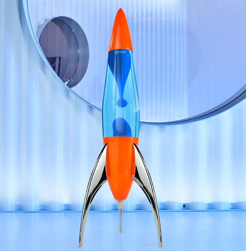 Mathmos Telstar raket lavalamp Neon Oranje Blauw/Blauw