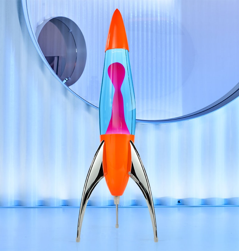Mathmos Telstar raket lavalamp Neon Oranje Blauw/Roze