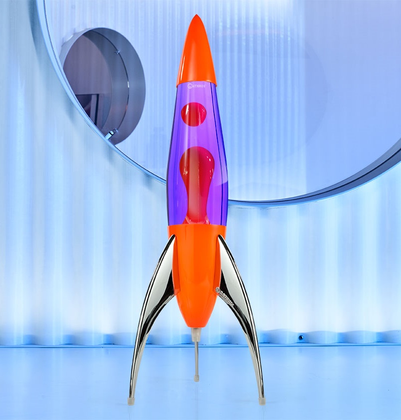 Mathmos Telstar raket lavalamp Neon Oranje Violet/Rood