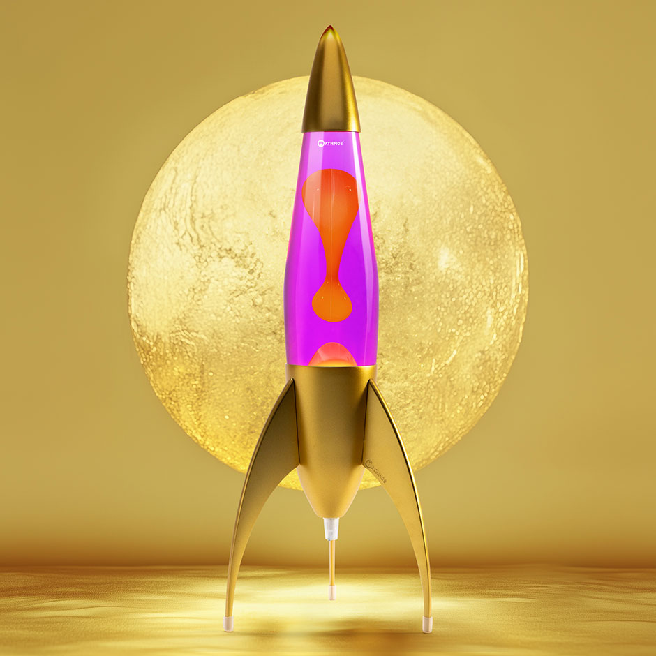 Mathmos Telstar raket lavalamp Goud Violet/Oranje