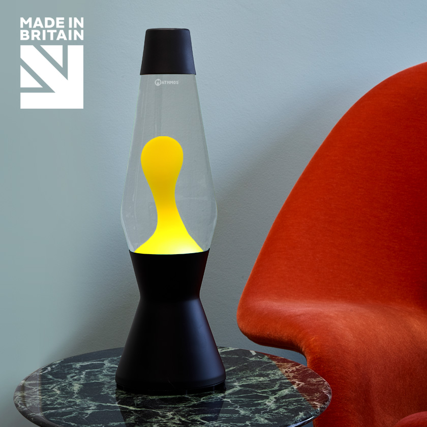 Mathmos Astro Zwart Lavalamp Geel